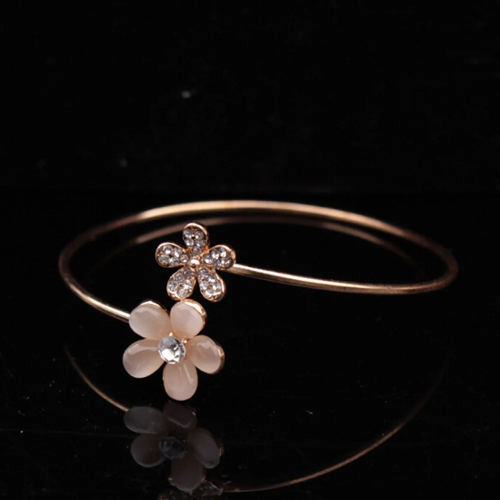 Женский Золотой браслет с кристаллами открытые браслеты двойными пятью цветами