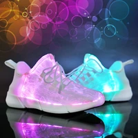 luminous sneakers fiber optic fabric led flashing kids adult shoes usb rechargeable light up shoes
