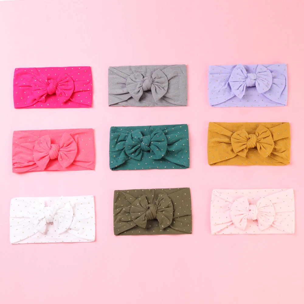 18 шт./лот милая детская повязка на голову с большим бантом для девочек в Золотой