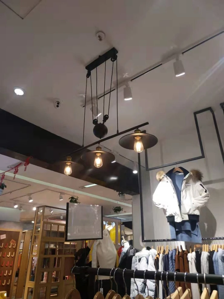 LukLoy Лофт Hanglamp Ретро кованого железа винтажные люстры Промышленный регулируемый шкив Лофт подвесные лампы подвесной светильник