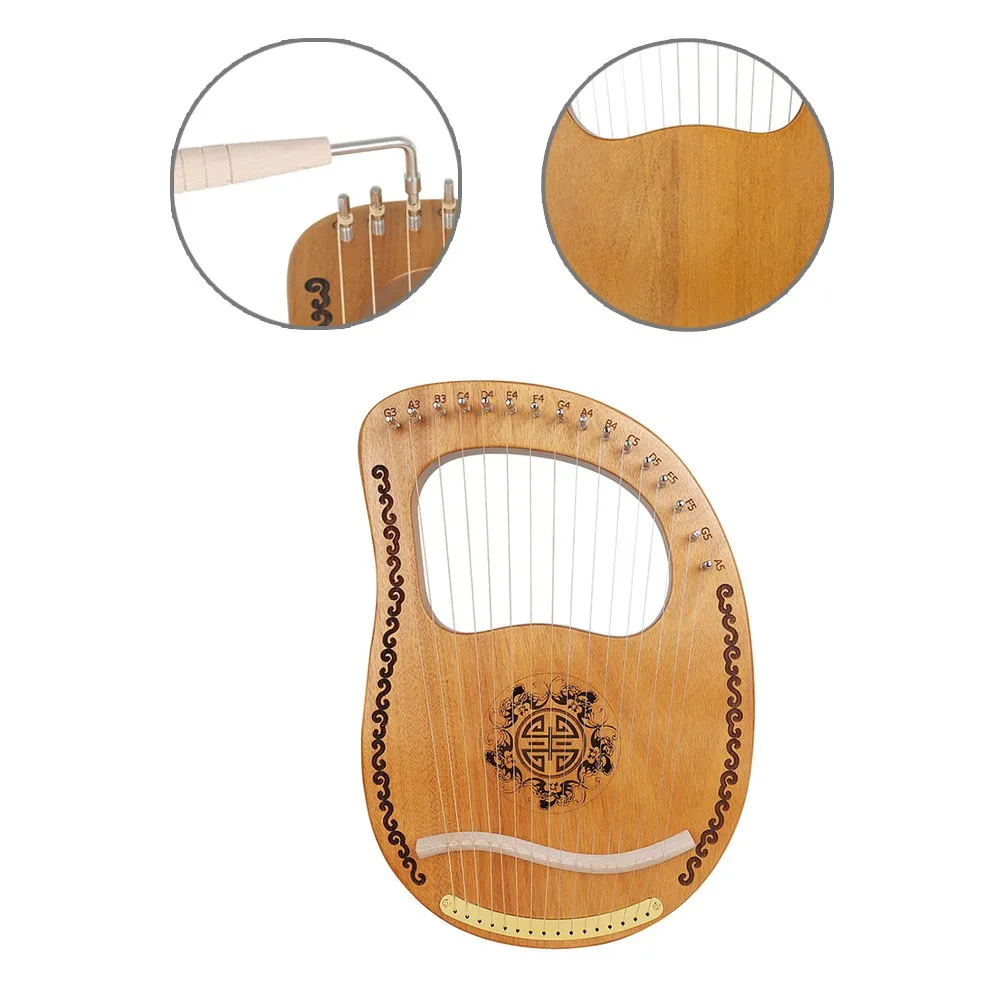 

16 струн красное дерево Lyre Harp музыкальный инструмент 14,6X10,3X1,3 дюйма с настройкой венка инструмент для начинающих Harp практика оборудования