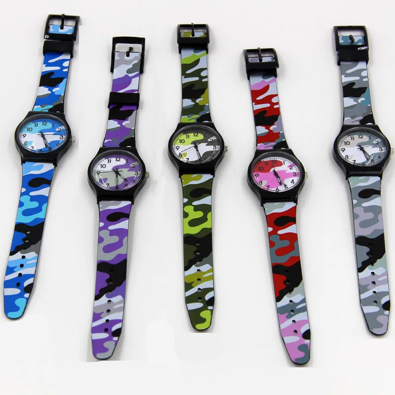 

2021 Fashion Luxury Camouflage Rubber Watches For Children Out Sports Quartz Wrist Watch Boys Girls Clock Gifts Reloj Relogio