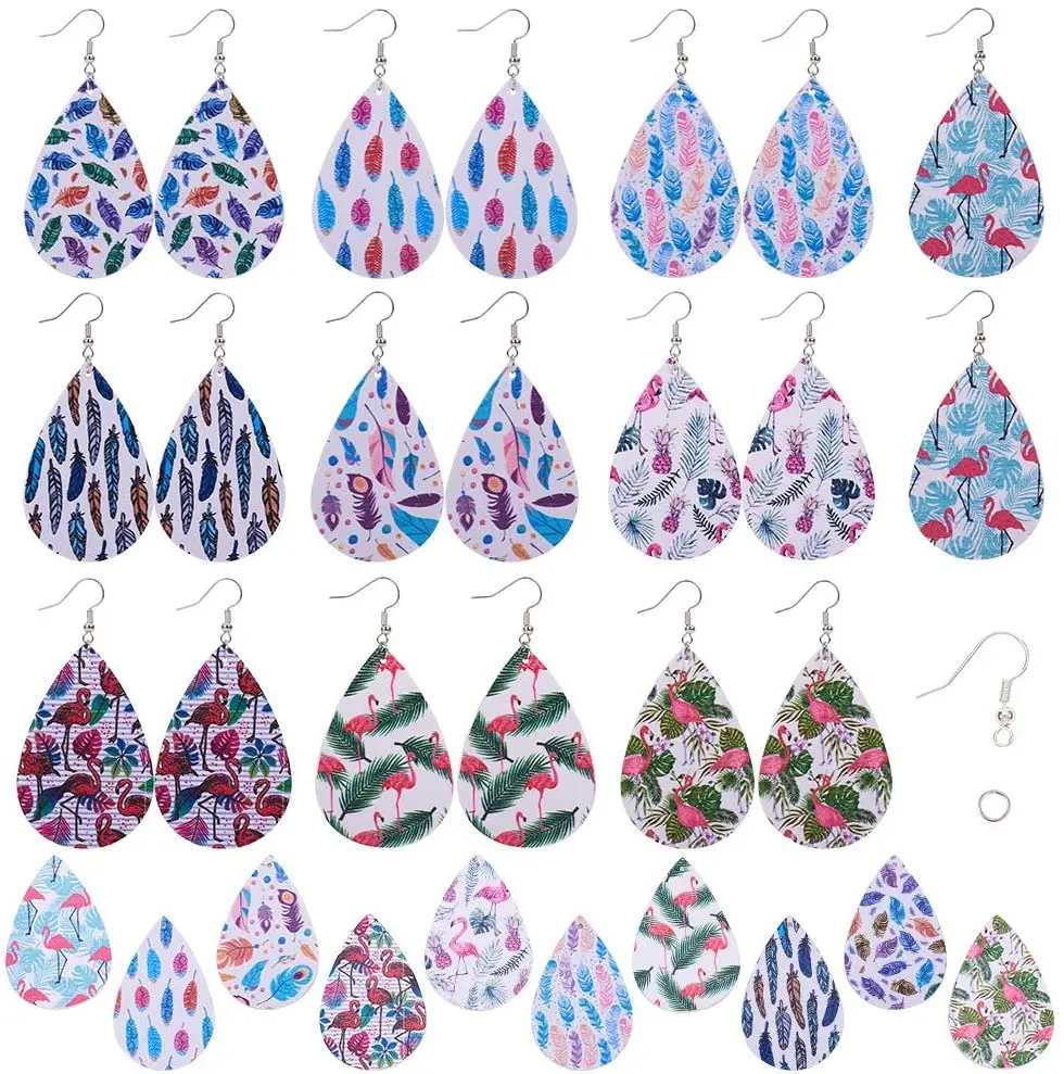 

Сделай Сам, 10 пар кожаных подвесок в форме капли с перьями, искусственный комплект для изготовления ювелирных изделий