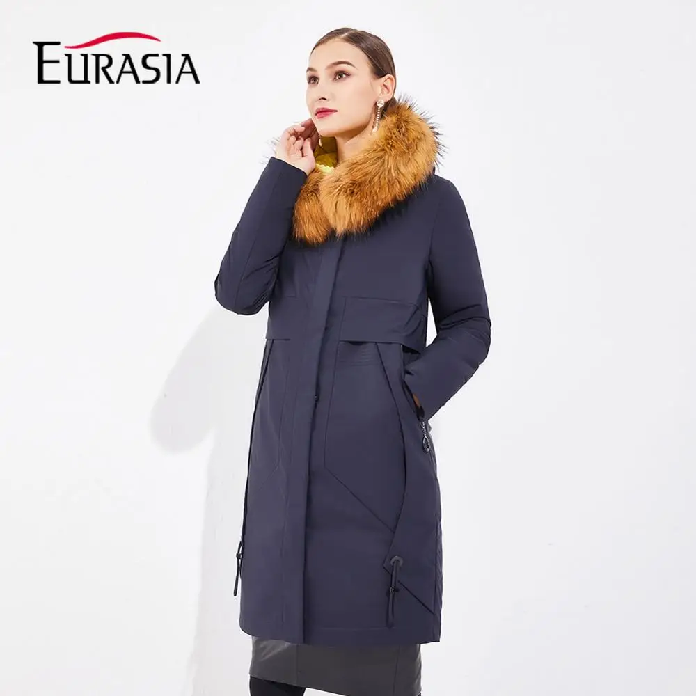 EURASIA 2019 Новый Длинный Женский Зимняя Куртка Полная Верхняя Одежда Ветрозащитный