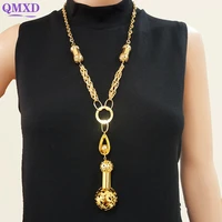 fashion gold color round star coin necklace for women long pendants necklaces geometric vintage jewelry