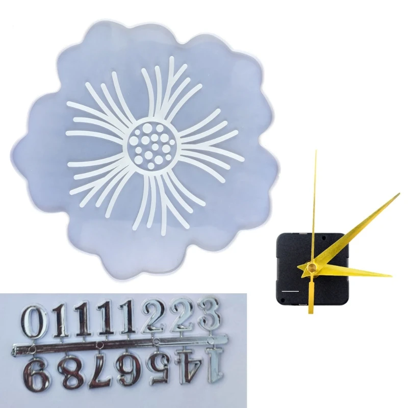 

1 Set Flower Clock Epoxy Resin Mold with DIY Accessories Wall Clocks Silicone Mould DIY Crafts Hanging Ornaments Mold