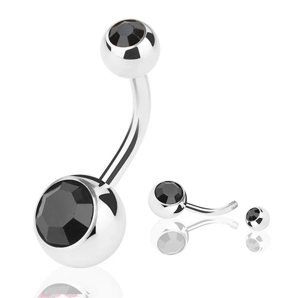 1 шт./лот пирсинг для пупка из хирургической стали с одним кристаллом горного