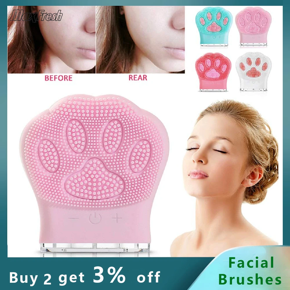 

MAXFRESH Facial Cleansing Brushes Silicone Blackhead Remover Vibration Intensity Adjustable Massager Facial Pore Cleansing Brush