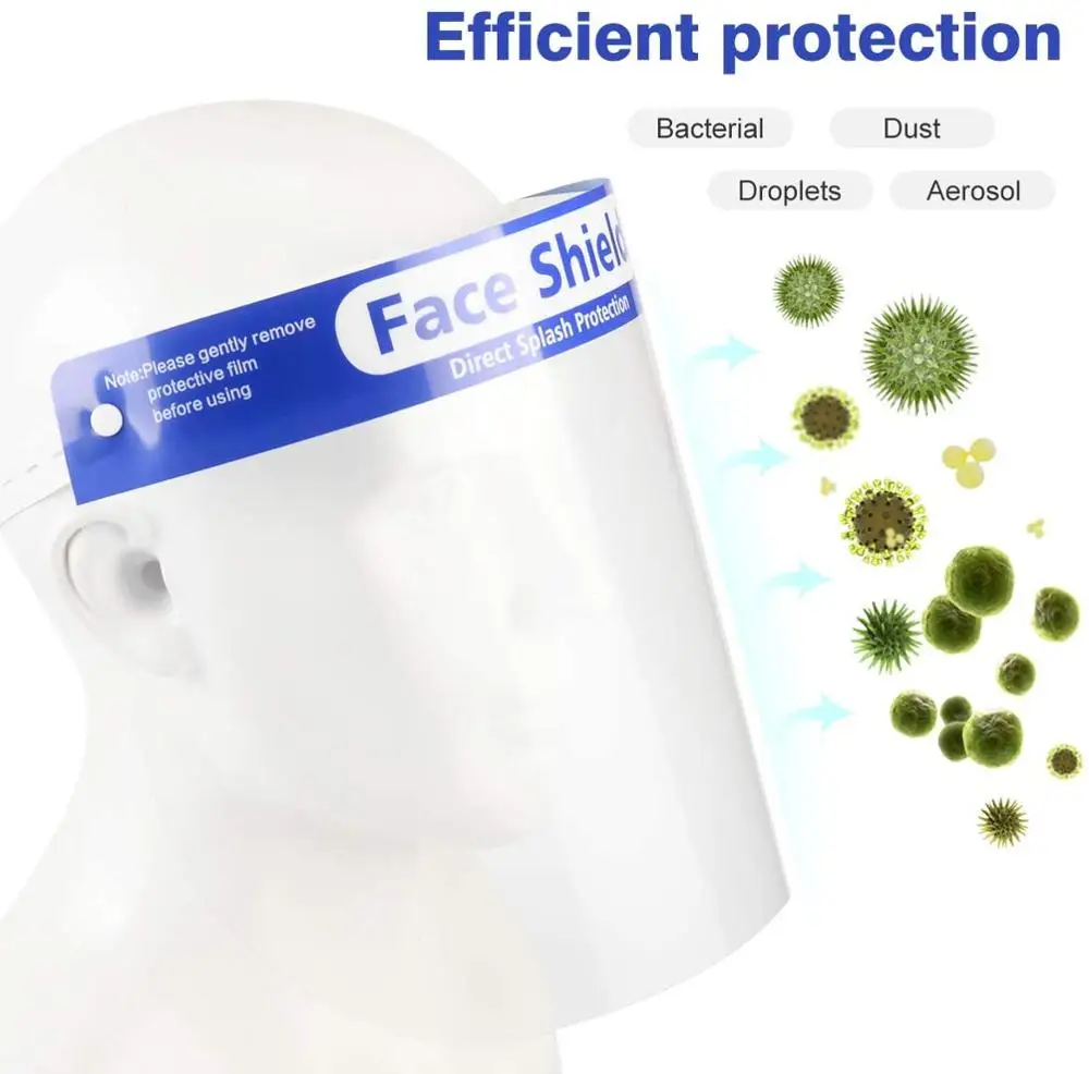 Защитный щит для лица [10 упаковок] регулируемая эластичная лента прозрачный