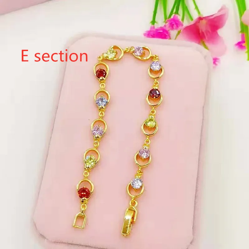 

New Boutique Brass Gold-Plated Inlaid Colorful Gemstone Bracelet, Gold Jewelry Source, Ladies Bracelet