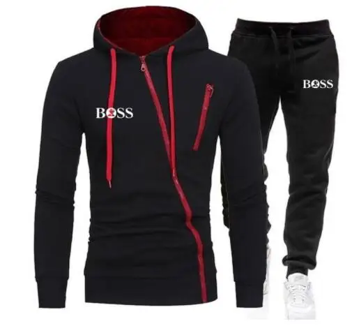 

New Casual Tracksuit Men Sets Hoodies And Pants Two Piece Sets Zipper Hooded Sweatshirt Outfit Sportswear Male Suit Clothing2021