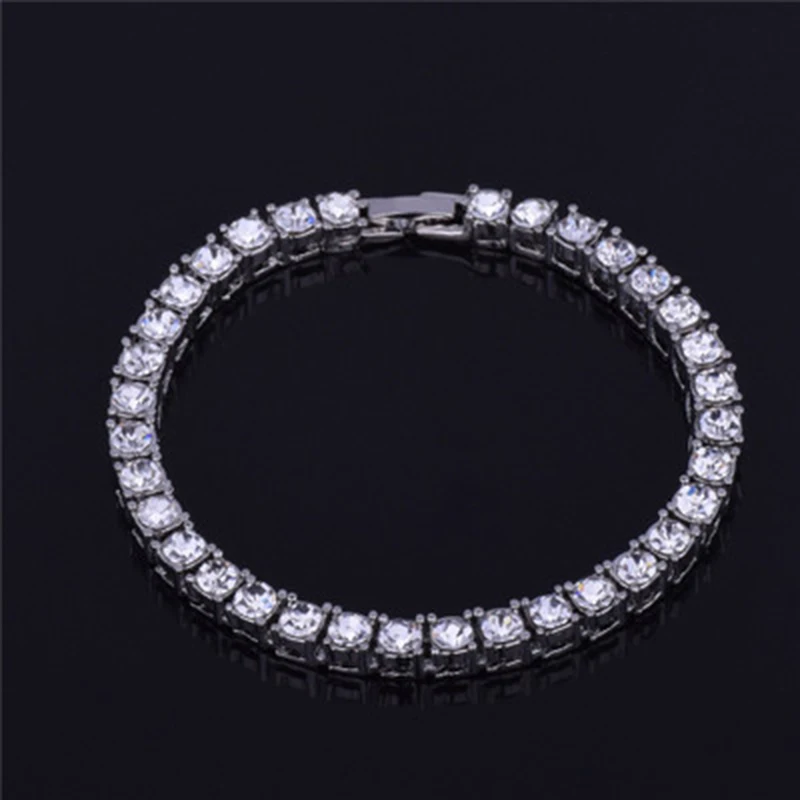 Luxury AAA Cubic Zirconia Tennis Bracelet Fashion Gold Silver Color Irced Out Chain Hip Hop Braclet For Men Wristband Jewelry