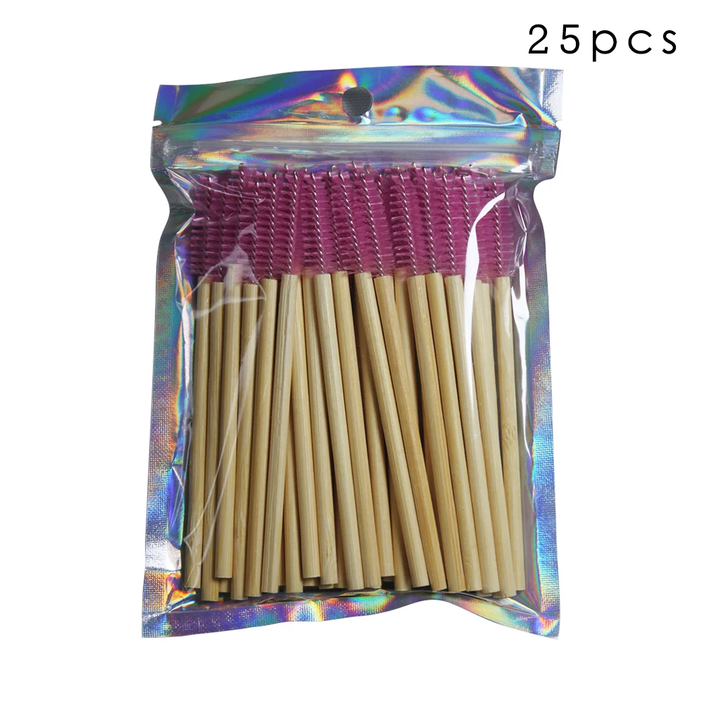 Бамбуковая ручка для ресниц 25 шт. палочка макияжа щеточка наращивания тушь