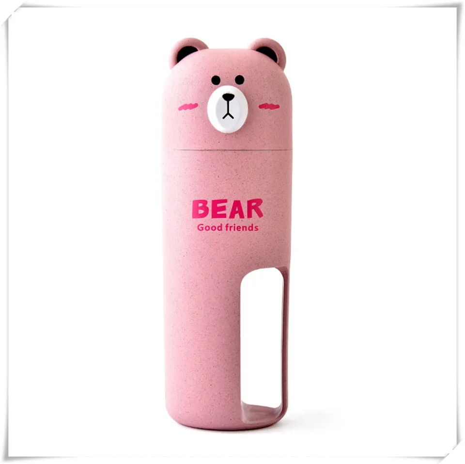 case Set pink MSJO Набор держателей для детских зубных щеток, настенный контейнер для 2 шт. зубных щеток, милый пластиковый держатель для зубной пасты для ванной - Цвет: case Set pink