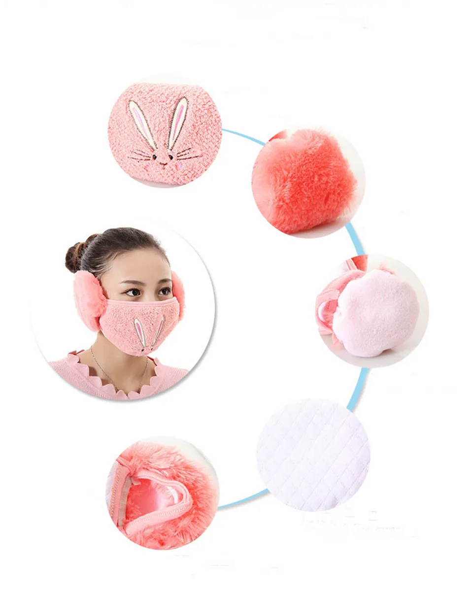 Модные зимние теплые маски для лица защитные ушные верховой езды Женские