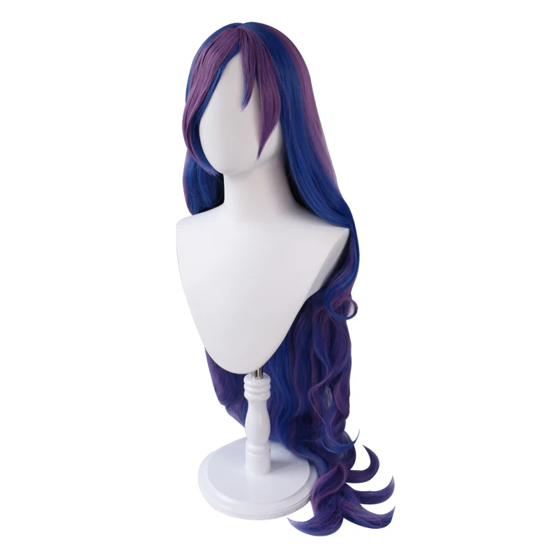 

Uwowo My Little Pony Fanart. Ver - Princess Luna Wig 120cm Long Wave Hair Blue Purple Color Mixing Women Girl Halloween Carnival