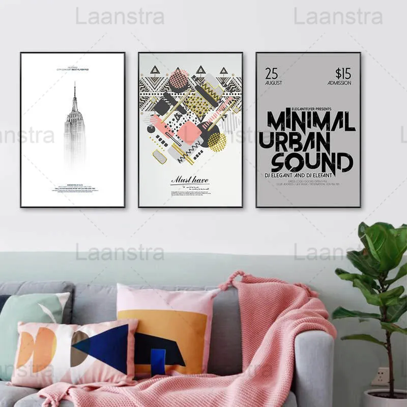 

Simple Text Minimal Urban Sound Home Decoration Painting Architectural Still Life Canvas Posters and Prints Abstract Geometric