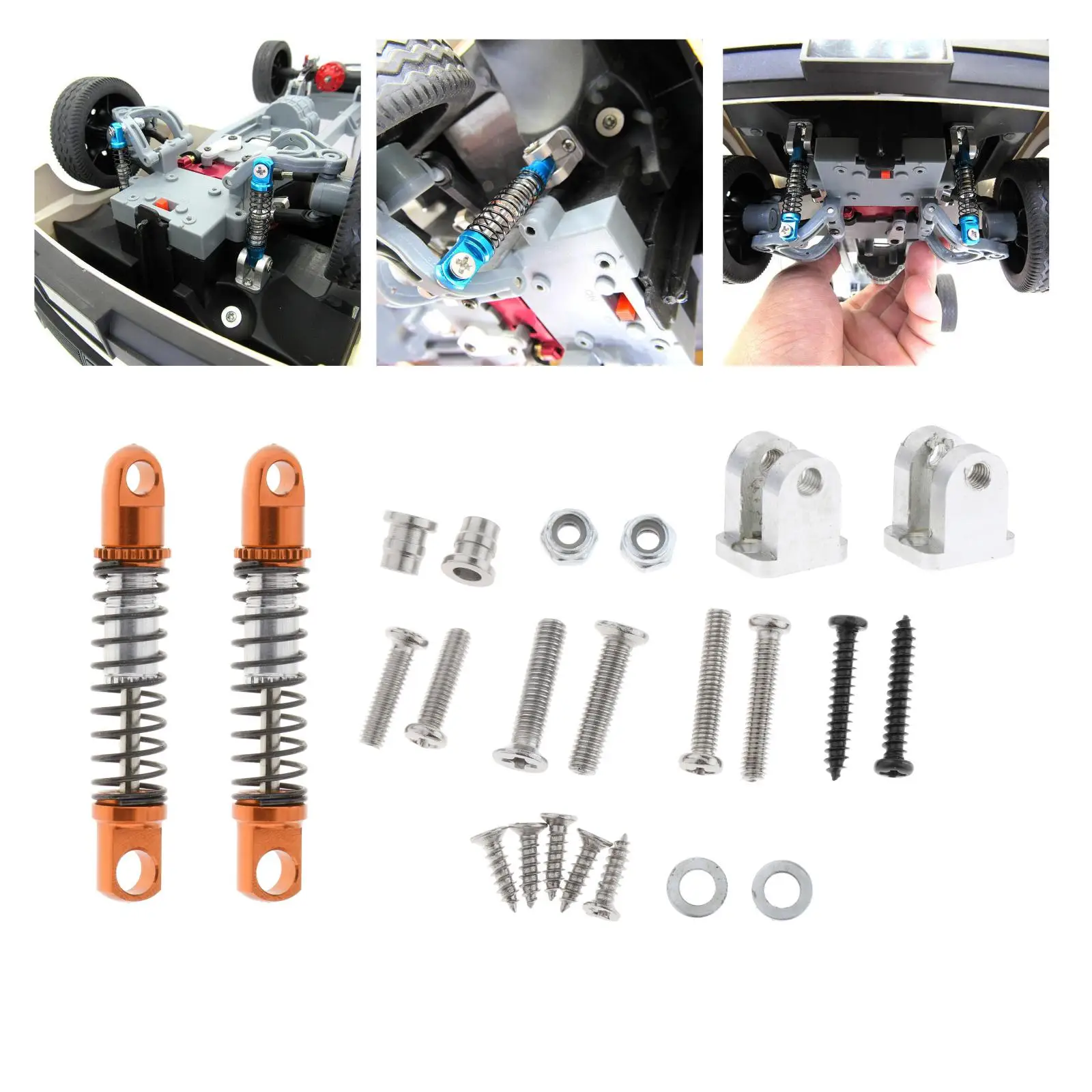 

2x RC Crawler Car Front Shock Absorber Damper + Fixed Seat for WPL D12 Trucks