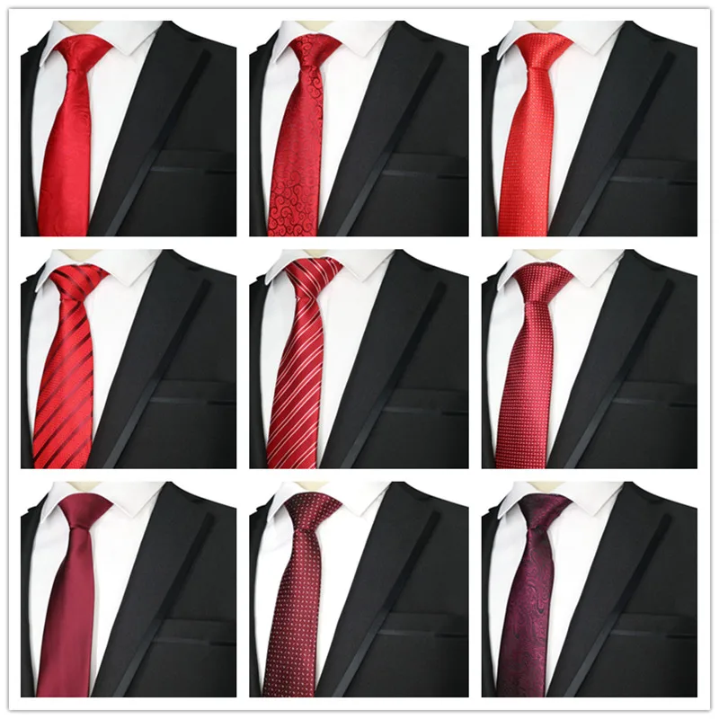 Мужской водонепроницаемый галстук 7 см Красный жаккардовый с цветочным рисунком