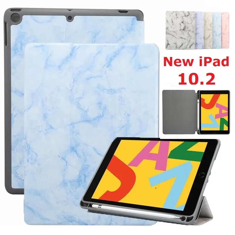 Тонкий чехол для iPad 7th 10 2 2019 карандаш с мраморной текстурой из искусственной кожи