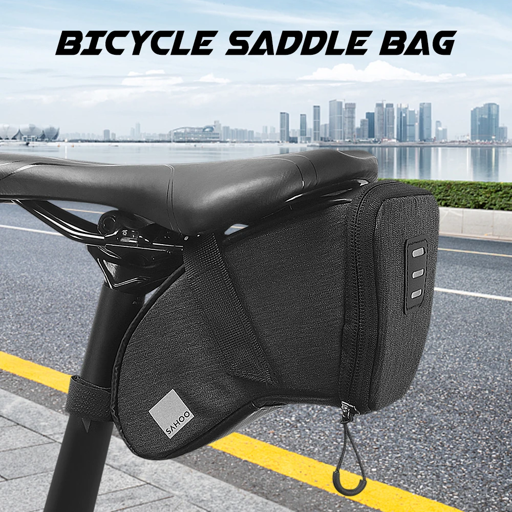 

SAHOO Bicycle Saddle Bag Waterproof Bike Seat Bag Reflective Cycling Rear Seat Post Bag Large Capacity Tail Rear Bags