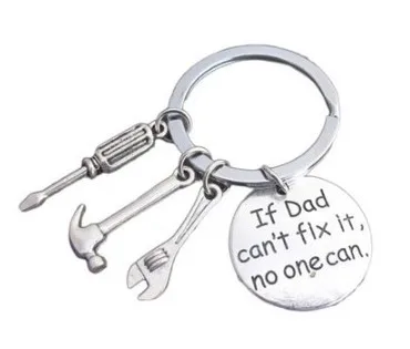 

Hot Sale Fashion Father's Gift Repair Small Tools Keychain If Dad Can't Fix it No One Can Letter Words Keyring Pendant Car Key