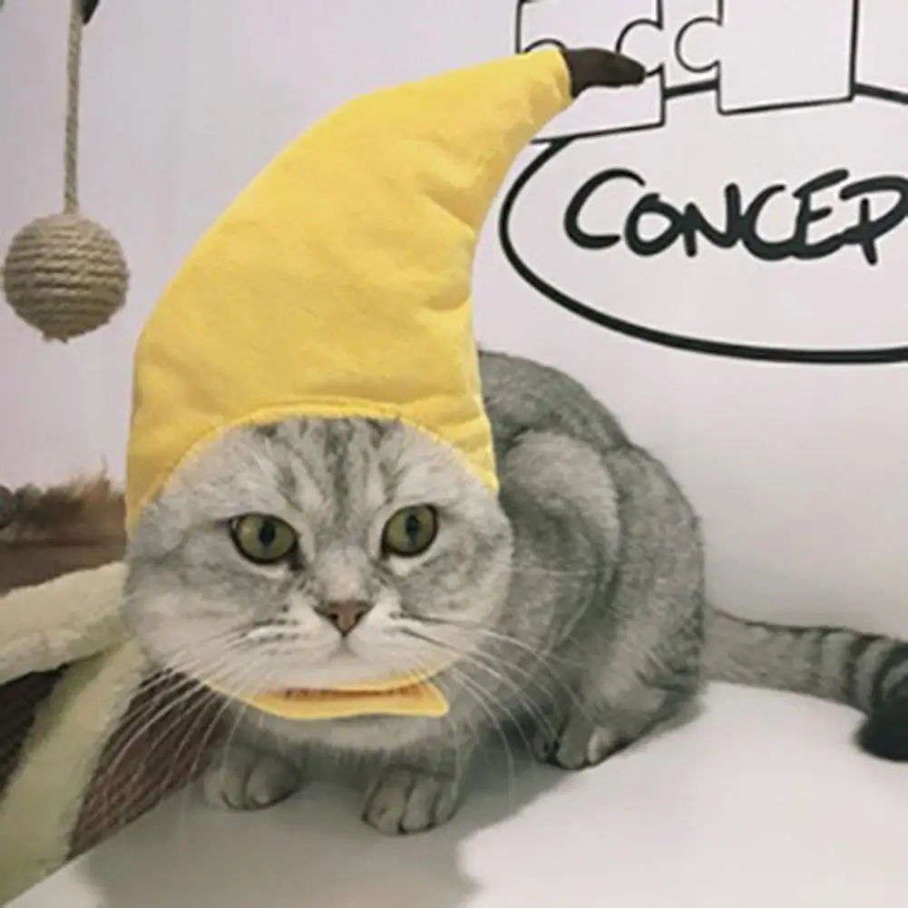 Смешная Собачка Кошка костюм капитана банан шляпа для вечерние рождественские