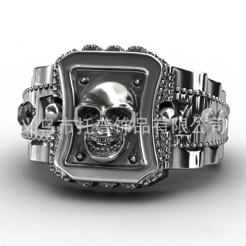 

Men's fashion popular retro geometric creative skull embossed hip hop rock punk boy holiday gift party jewelry wholesale