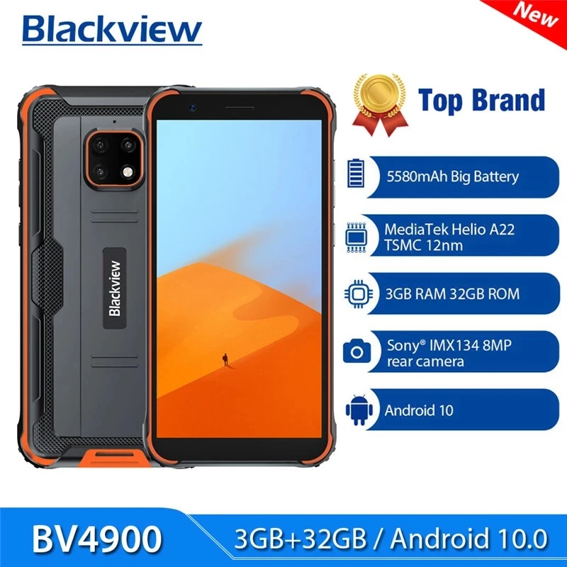 

Blackview BV4900 смартфон MT6761V 4 ядра 3 ГБ + 32 ГБ 5580 мА/ч, IP68 Водонепроницаемый Android 10 4 аппарат не привязан к оператору сотовой связи мобильный телефон ...