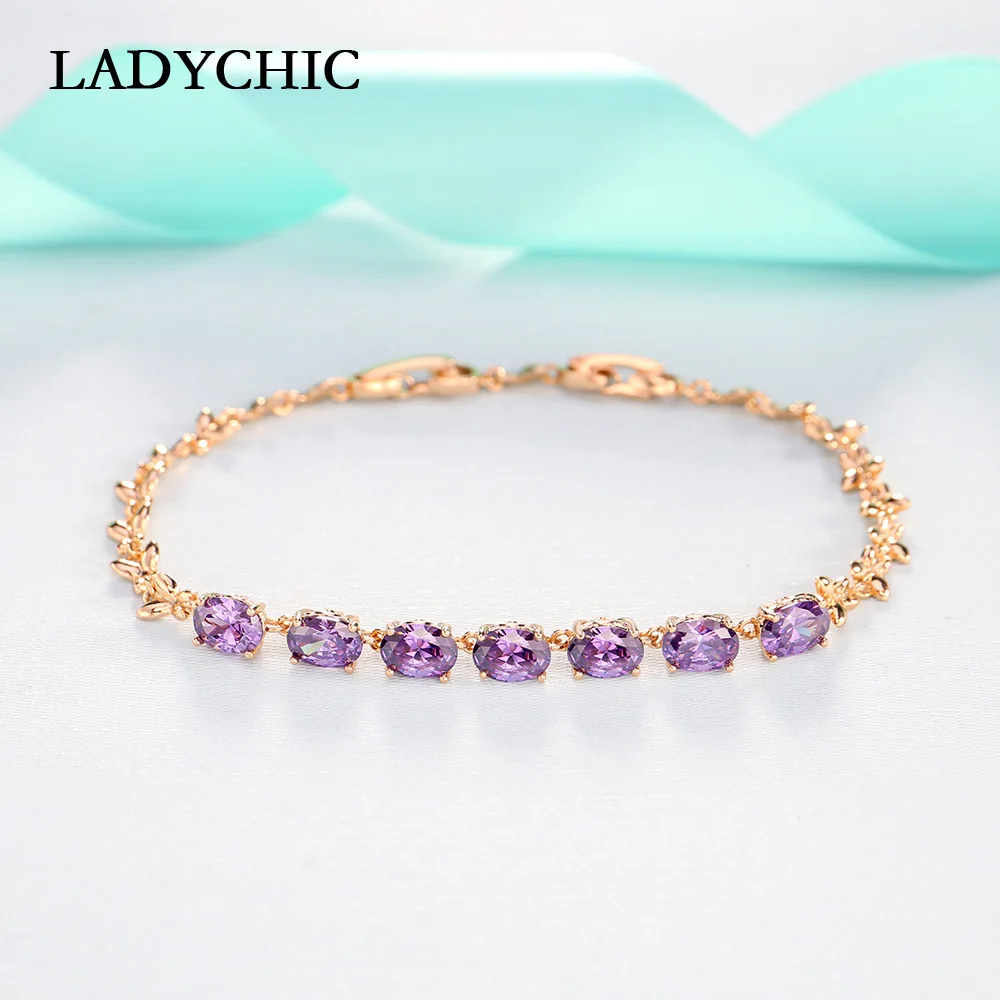 Роскошные овальные золотые браслеты LADYCHIC из 7 шт. с фианитами высококачественные