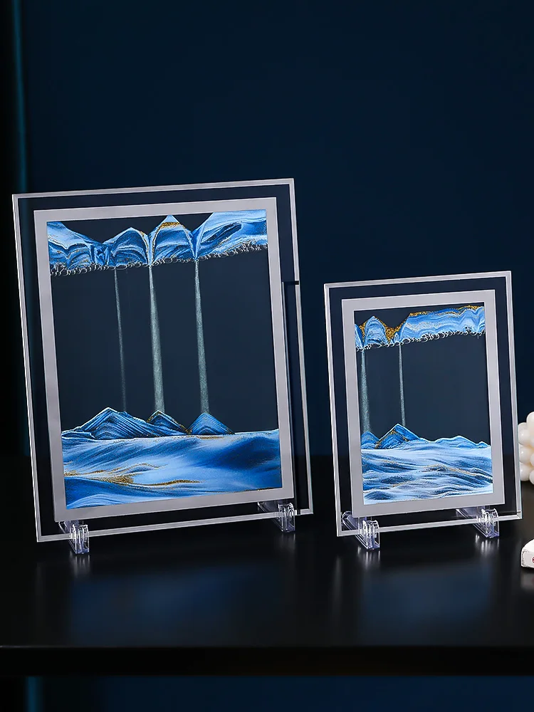 Картина с движущимся песком 7/12 дюймов 3D-рисунок круглым стеклом глубоководный