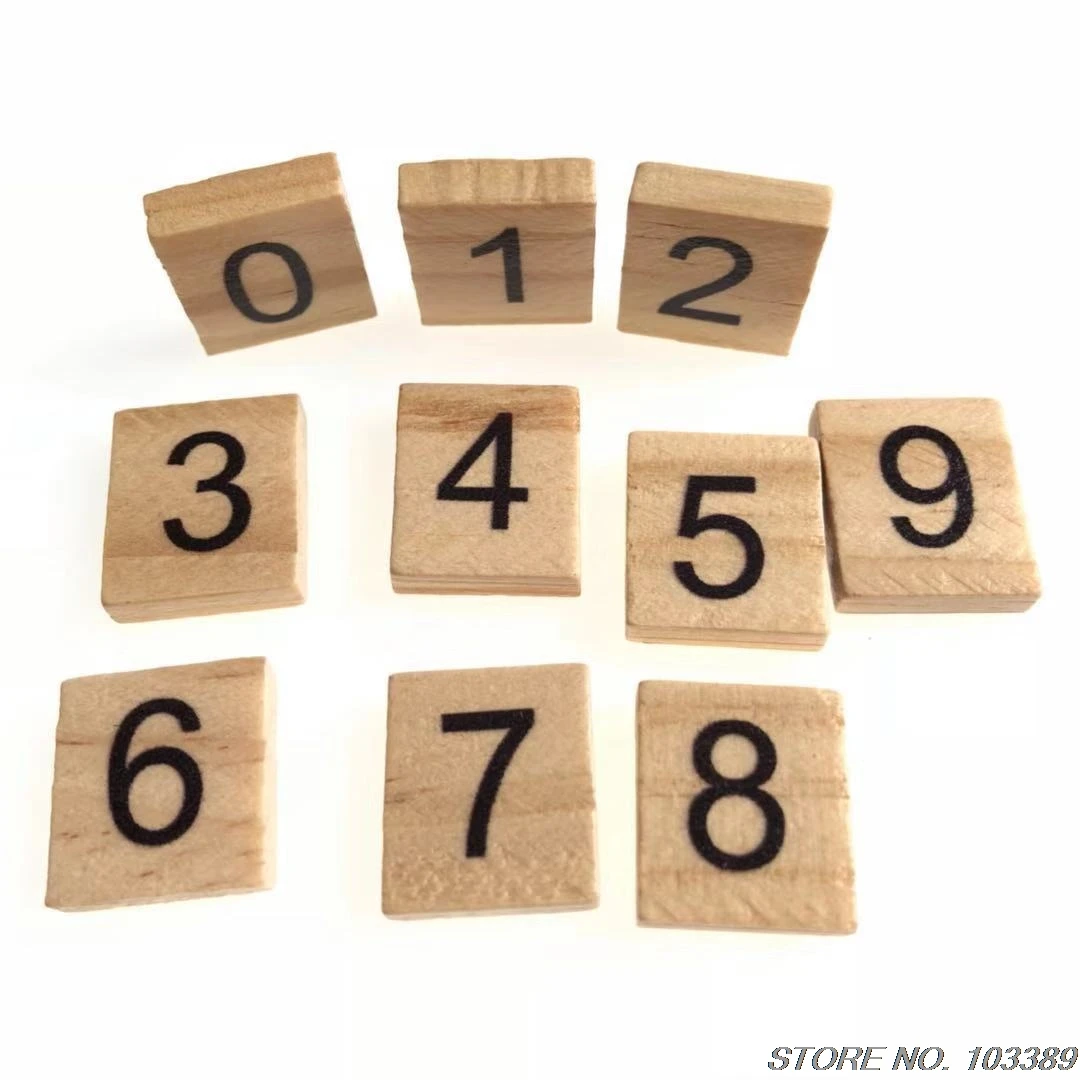 10 пакетов из искусственных деревянных лакированных черепиц деревянные цифры от 0