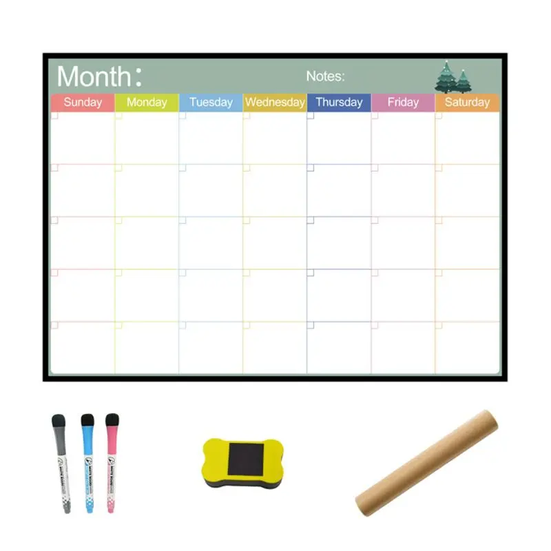 

A3 Magnetic Monthly Planner Whiteboard Fridge Magnet Weekly Message Drawing Note