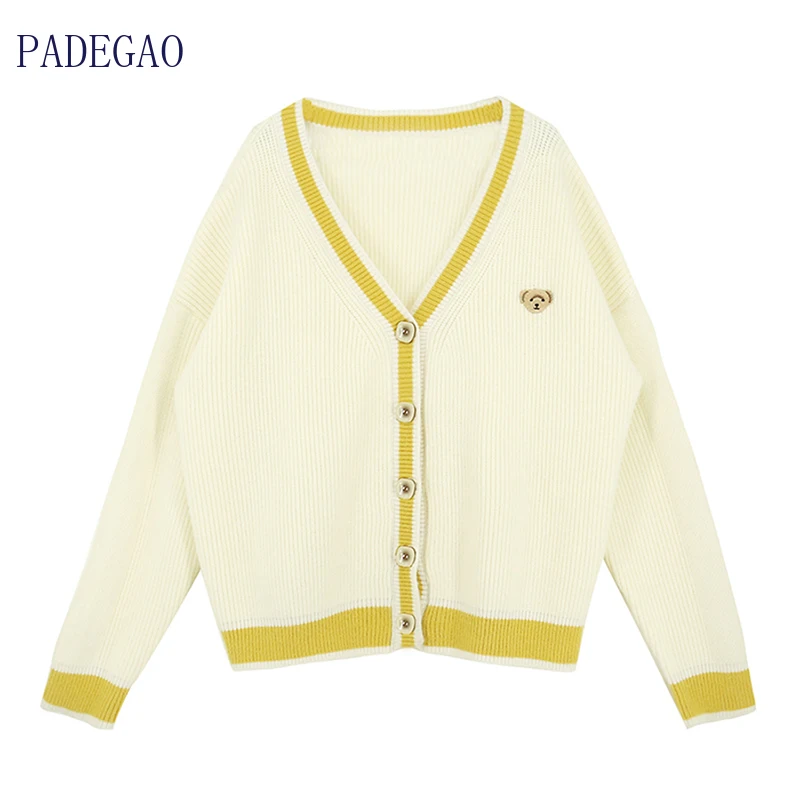 

Кардиган женский, желтый, с V-образным вырезом, однотонный, мягкий, в стиле преппи, 2020