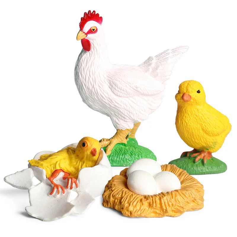 

2022 4Pcs Classic Chickens Growth Cycle Models Simulation Animals Action Figures Figurine Lovely Baby Cognition Educational Toys