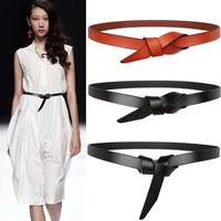 high quality long fashion soft waist belts ladies real leather knotted belt women dress accessories genuine cow party waistbands