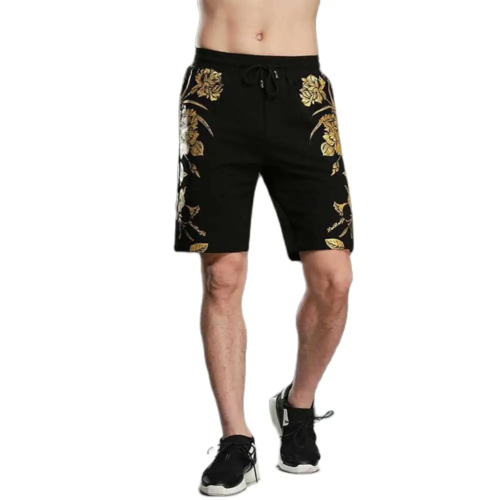 Шорты мужские хлопковые с цветочным принтом повседневные Прямые спортивные