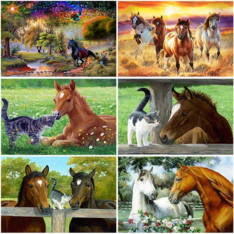 

DIY Horse 5D Diamond Painting Full Round Drill Mosaic Resin Animal Diamond Embroidery Cross Stitch Home Decor Wall Art Gift