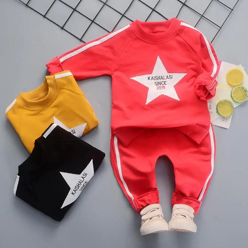 2019 спортивный костюм в полоску для детей комплекты одежды маленьких девочек и