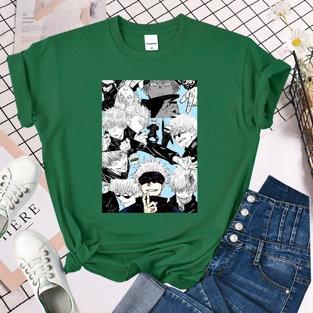 

Comics Satru Gojo Jujutsu Kaisen T-Shirt For Girls 2021 Summer Tee Shirt Hip Hop Goth T Shirt Harajuku Trendy Woman T Shirts