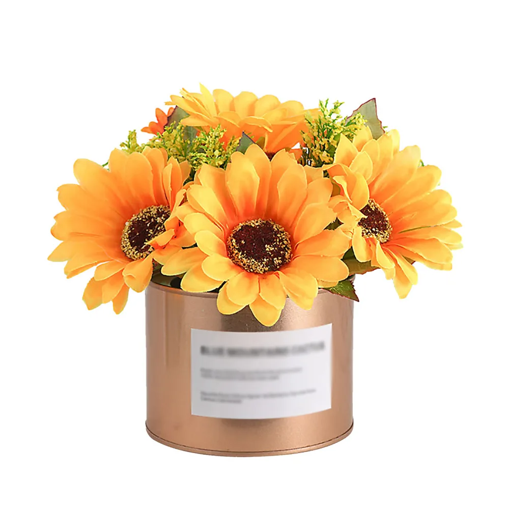 

Dried Flowers Potted Plant Bonsai 1pcs 15cm Plastic Home Living Room Table Wedding Decor Ornaments Artificial Sunflowers