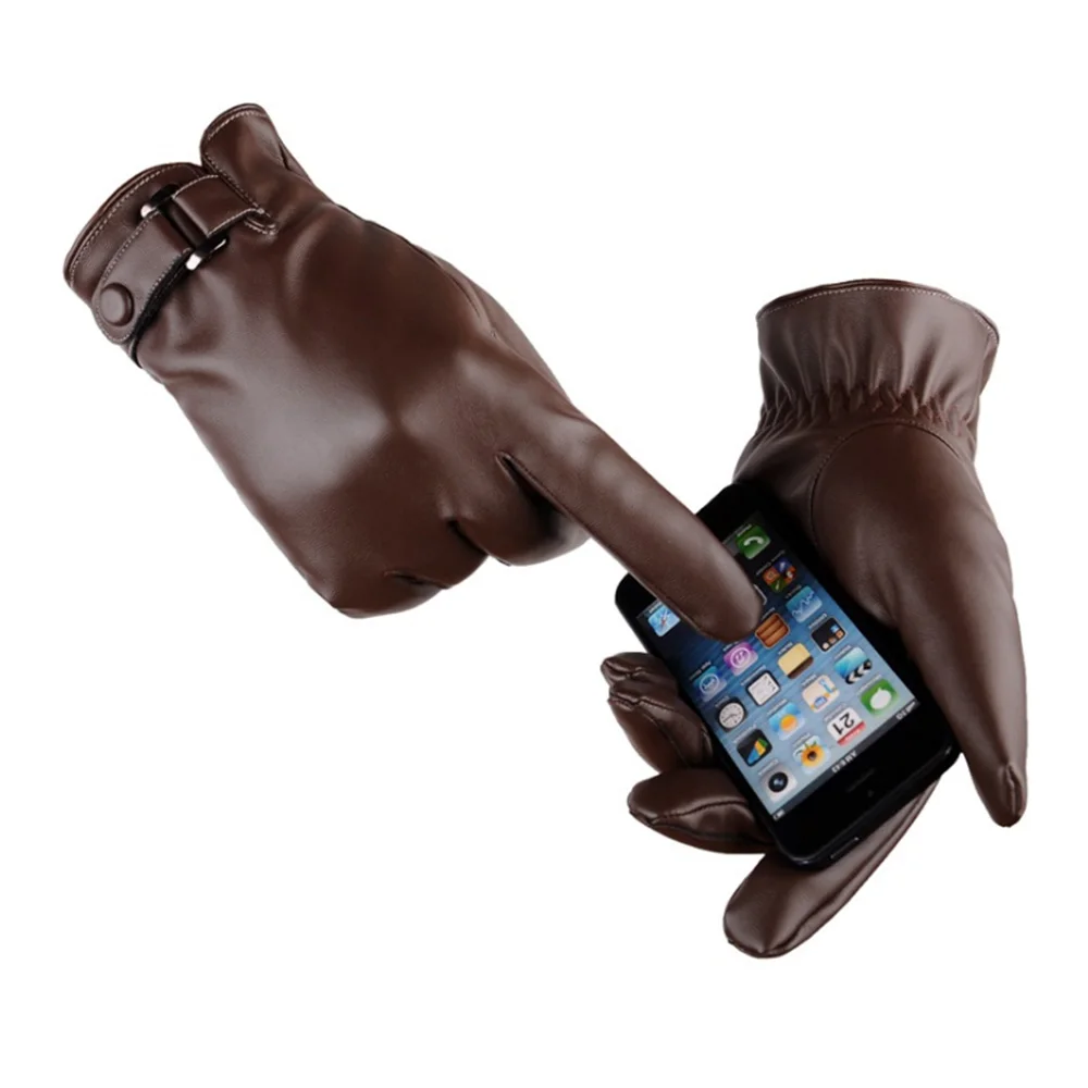 [AETRENDS] мужские зимние черные перчатки из искусственной кожи с сенсорным экраном