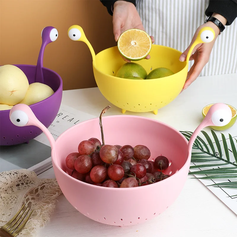 

Nordic small monster fruit plate creative living room snack storage basket household kitchen fruit and vegetable washing
