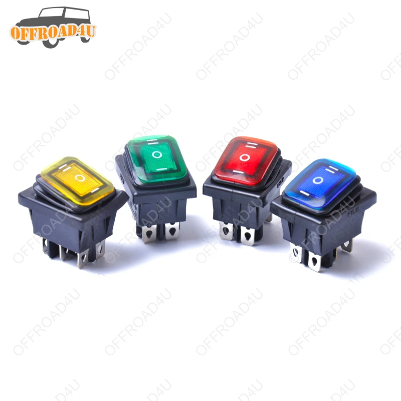 

OFFROAD4U 4pcs/set Waterproof 6 Pin 12V Boat Car LED Light Switch Rocker On-Off-On Toggle Switch Latching Rocker With Lamp Light