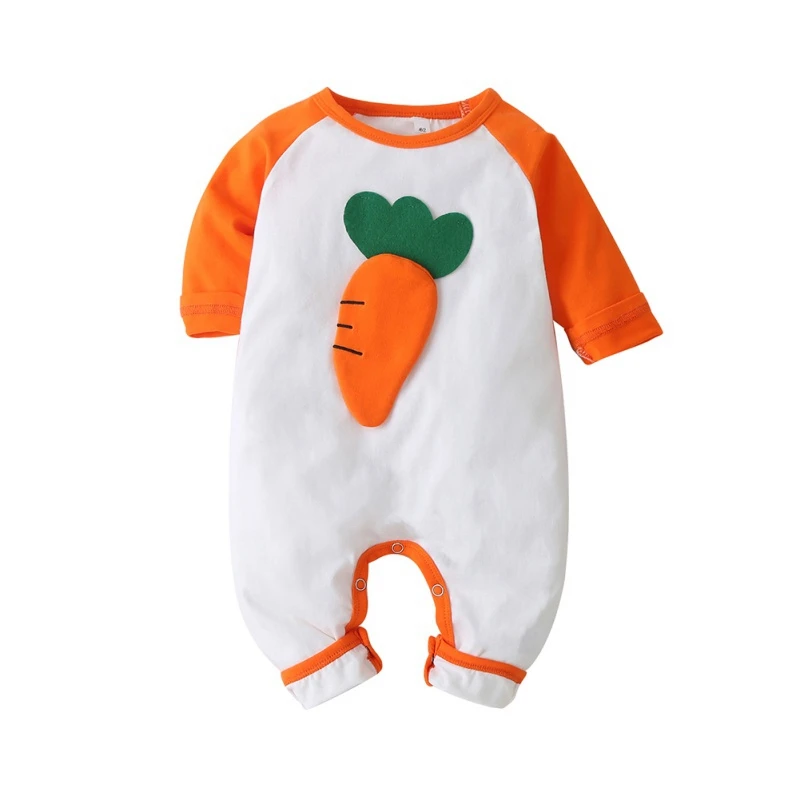 

Lovely Baby Boy Girl Outfits Sets Infant Cotton Long Sleeve Fruit Print Romper 0-8M Baby Girl Casual Solid Long Sleeve Ropmper
