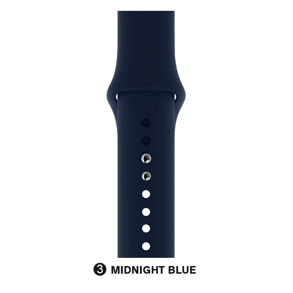 Midnight blue Мягкий силиконовый сменный спортивный ремешок для Apple Watch версии 4, 3, 2, 1, 42 мм, 38 мм, браслет на запястье, ремешок для iWatch 4, 40 мм, 44 мм, спортивный - Цвет ремешка: Midnight blue