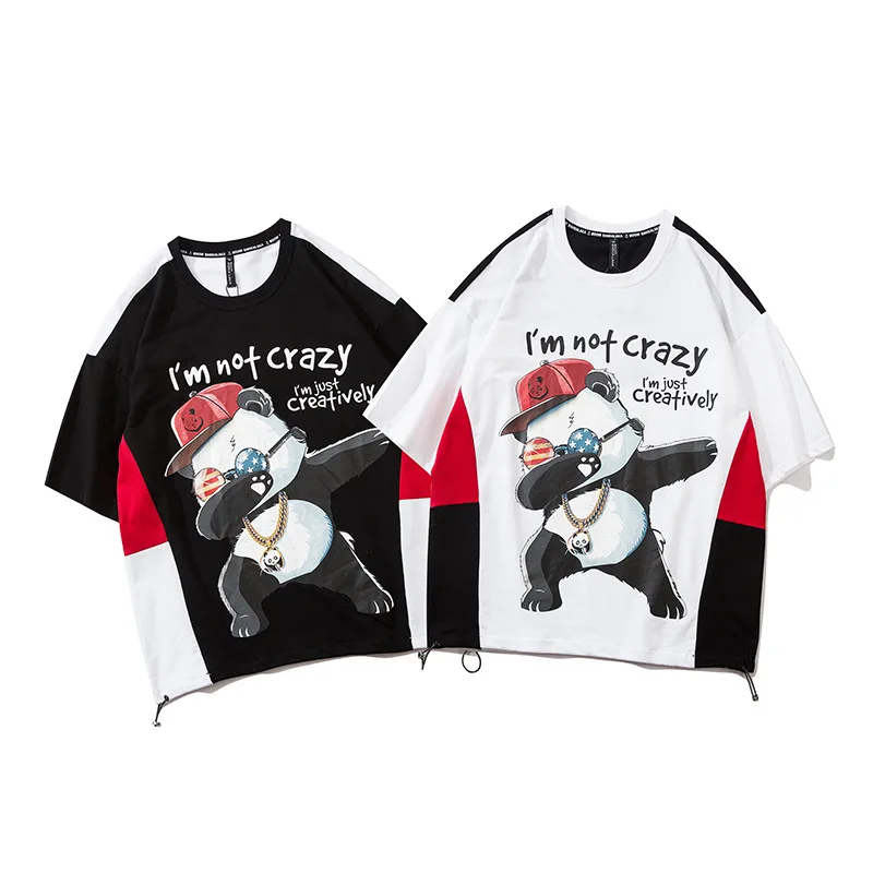 

Fashion Short Sleeve T-shirt Men Street Hipster Casual Summer Male Tshirts Hip Hop Character Print Oversized Loose Cotton Tees