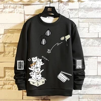 2021 color print hip hop streetwear sweatshirt mens black white hoodies spring autumn casual streetwear clothes