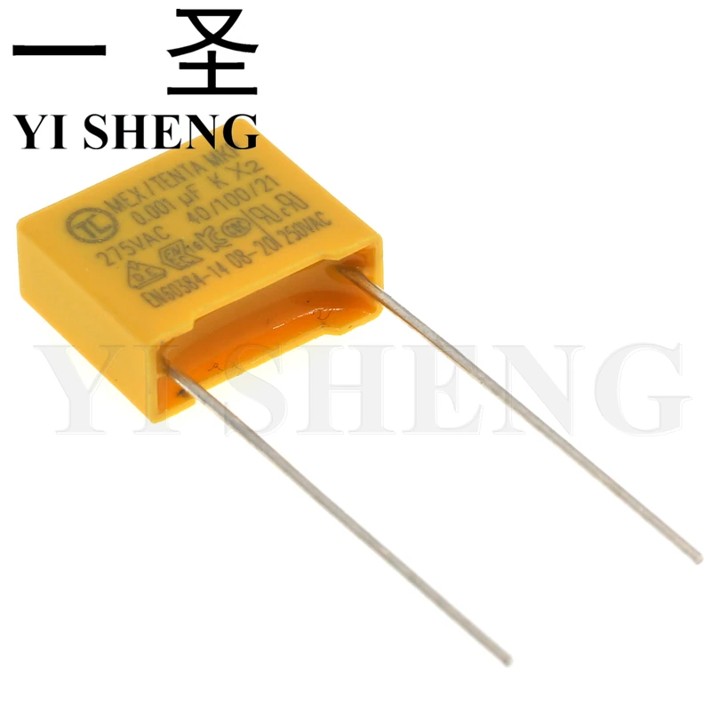 

10pcs 1nF capacitor X2 capacitor 275VAC Pitch 10mm X2 275V Polypropylene film capacitor 0.001UF 102K