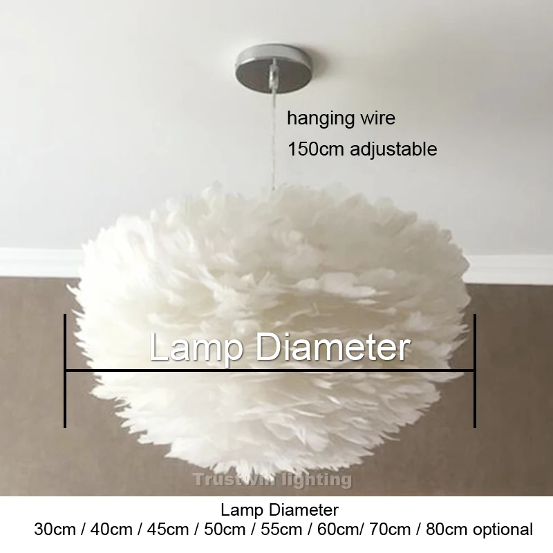 

Pendant Light LED Designer Foyer Living Dinning Hanging Light Feather Pendant Lamp Decorative Modern Flower Plume Feather White